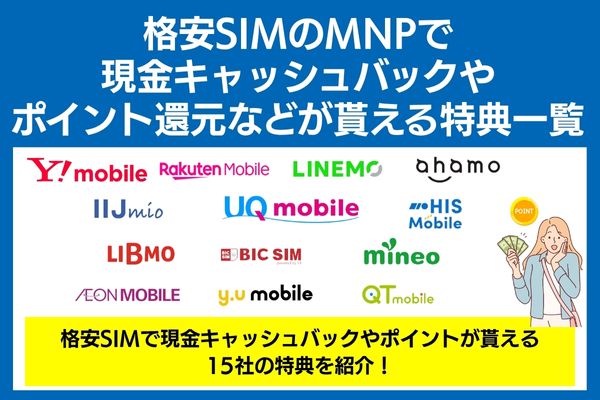 格安sim mnpキャッシュバック 
