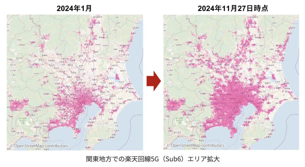 楽天モバイル5Gエリアの推移