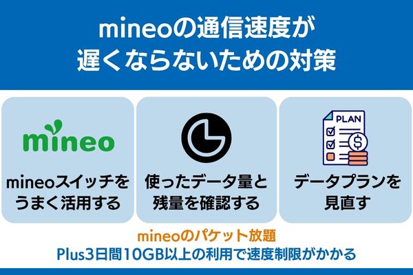 mineo 速度 遅くならない 対策