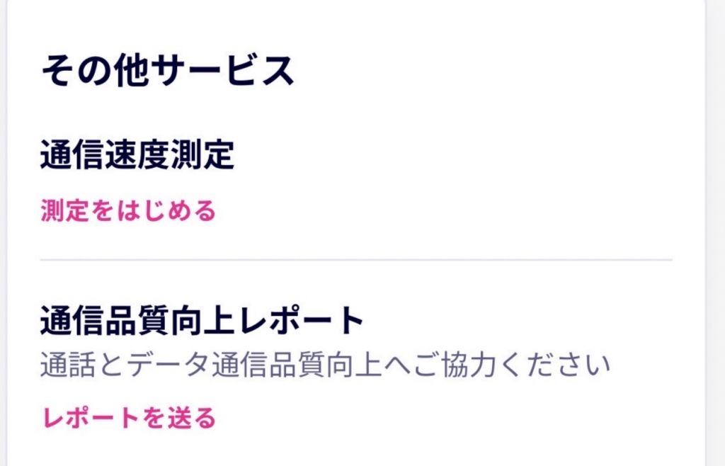 楽天モバイルの「その他サービス」選択画面