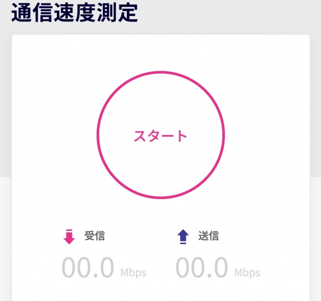 楽天モバイルの通信速度測定画面