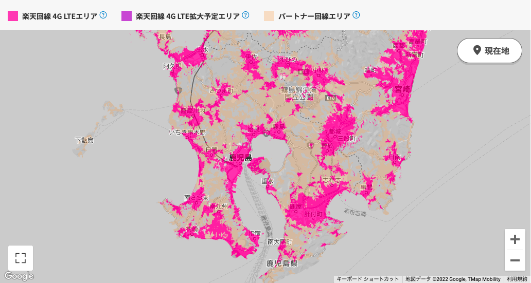 楽天モバイル鹿児島エリアマップ一覧