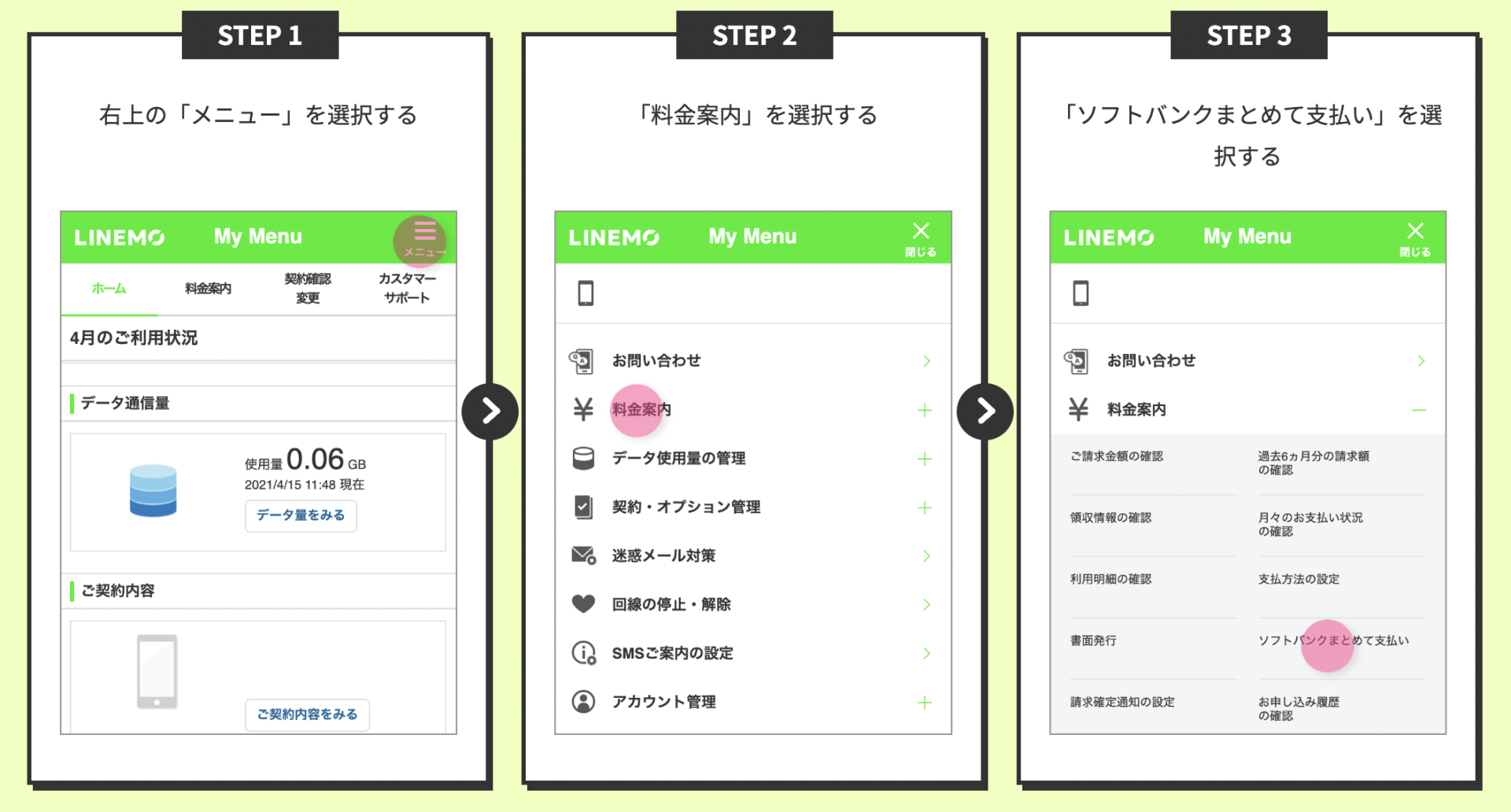 ラインモソフトバンクまとめて支払いについて