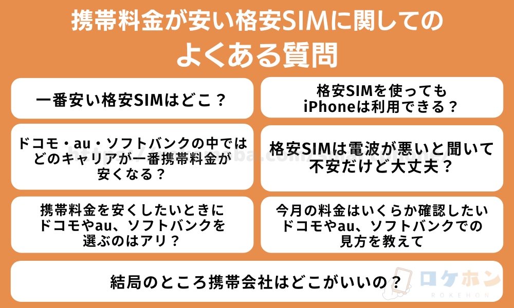 携帯料金が安い格安SIMに関してのよくある質問