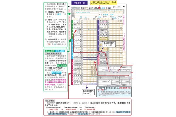 確定申告書　記入例