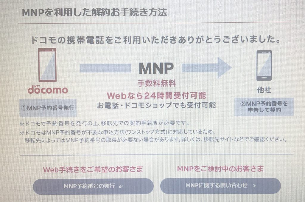 MNPを利用した解約お手続き方法