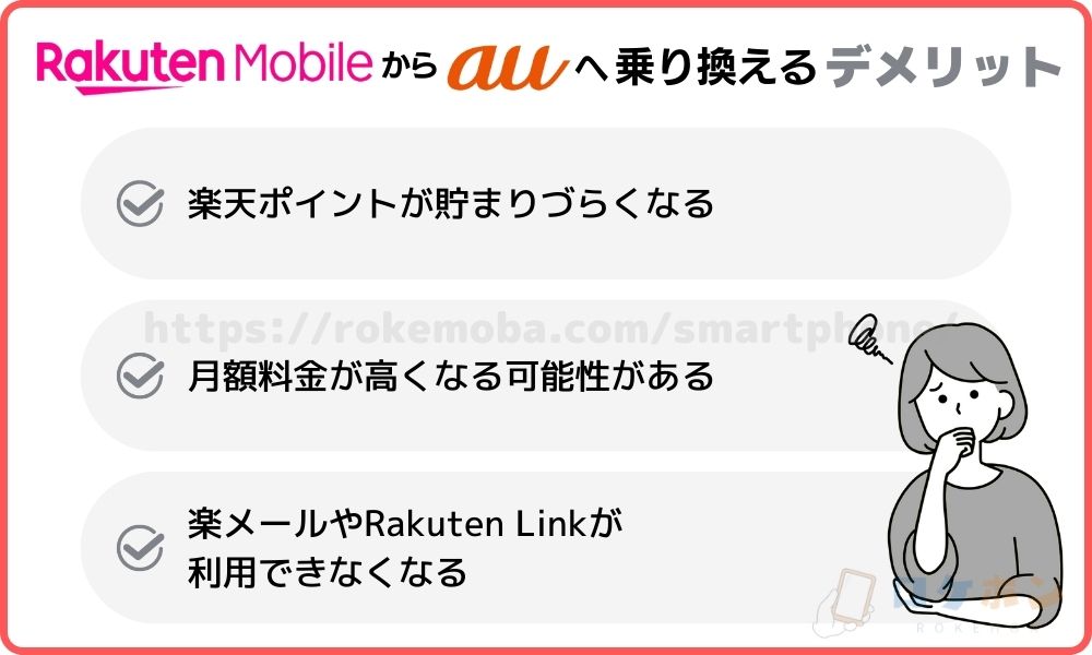 楽天モバイルからauに乗り換える際のデメリット