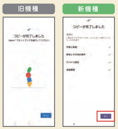 コピー完了の画面