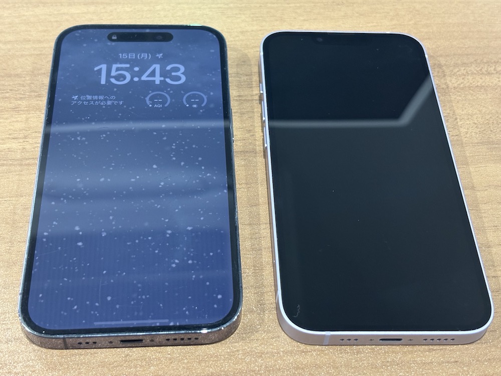 iPhone 14 ProとiPhone 14の画面