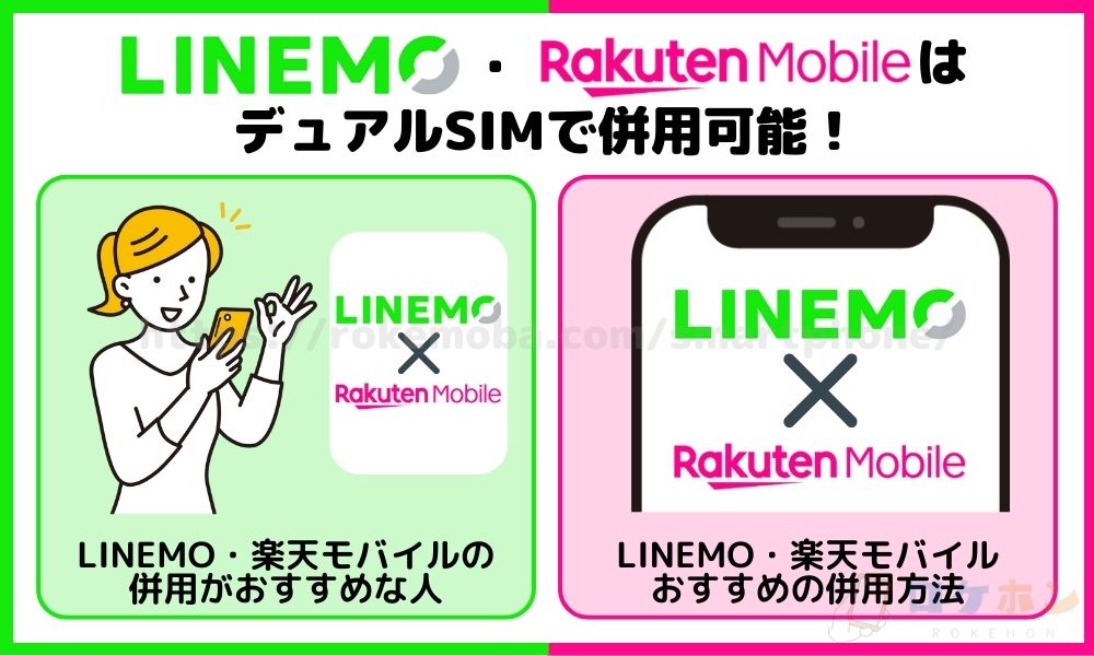 LINEMO・楽天モバイルはデュアルSIMで併用可能！