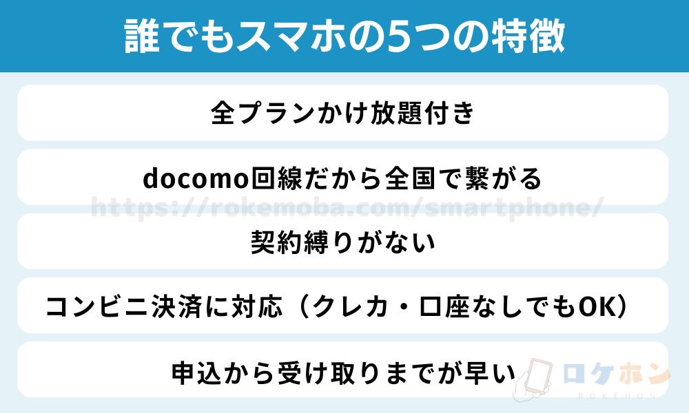 誰でもスマホの5つの特徴