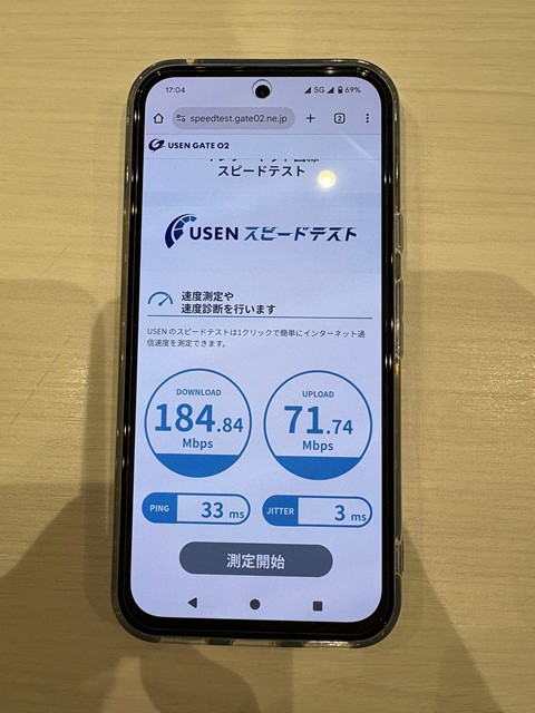 UQモバイルの速度(石川：屋内)