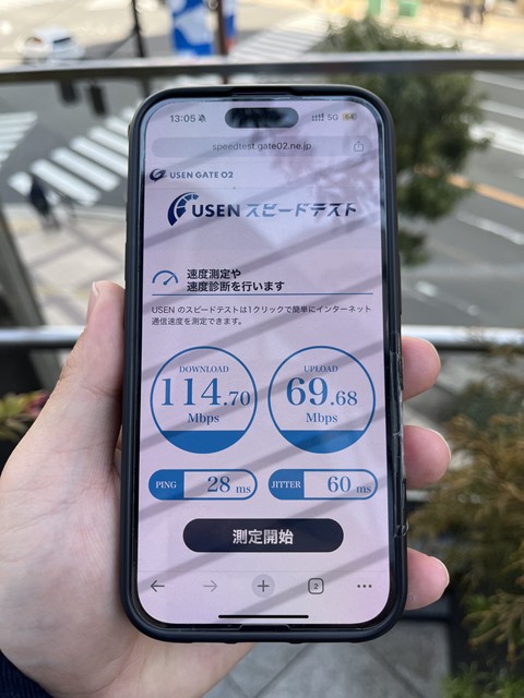 UQモバイルの速度(大阪：屋外)
