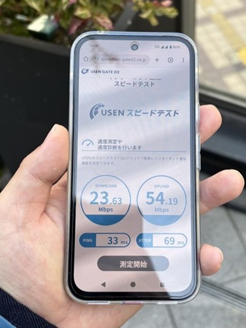 ワイモバイルの速度(大阪：屋外)