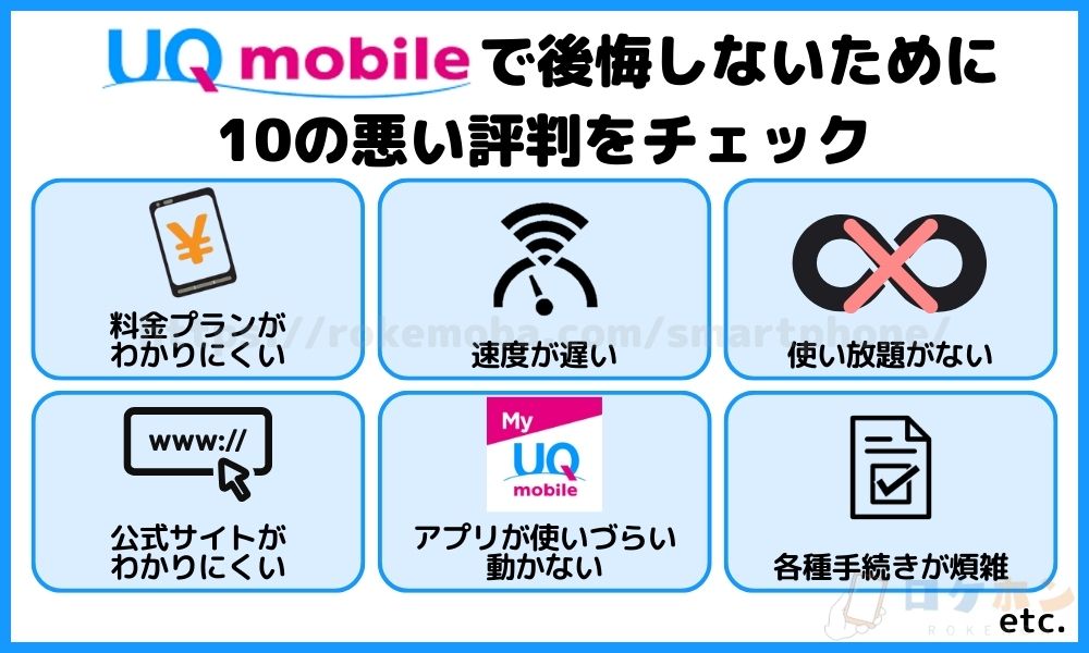 UQモバイルで後悔しないために!10の悪い評判をチェック