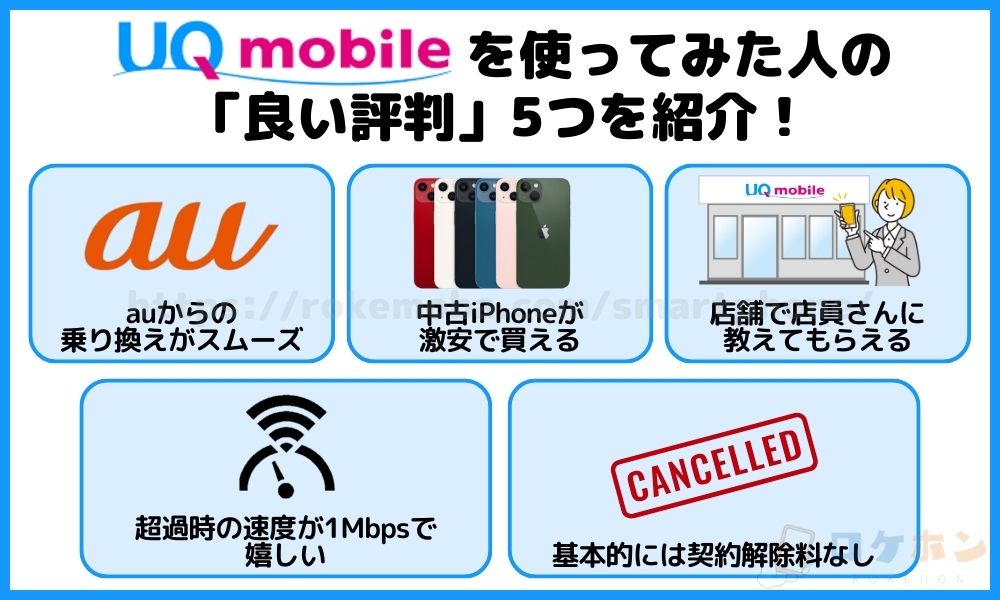 UQモバイルを使ってみた人の「良い評判」5つ
