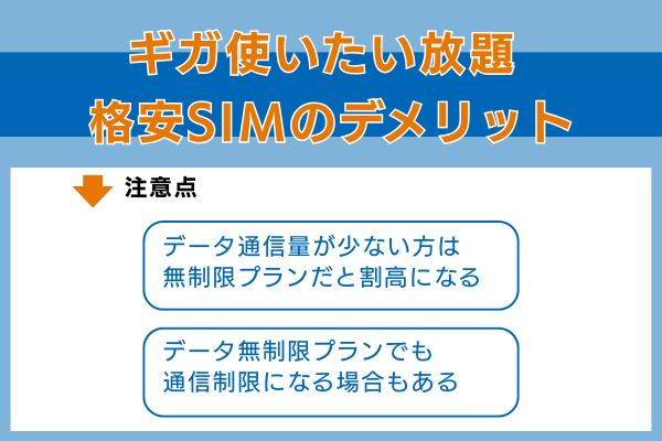 ギガ使いたい放題の格安SIMの注意点・デメリット