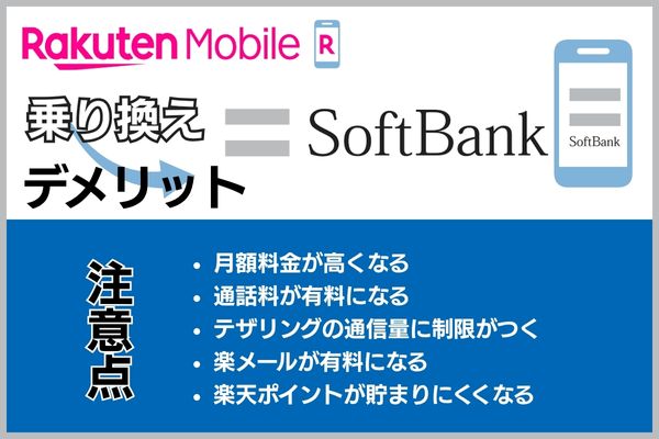 楽天モバイルからソフトバンクに乗り換えるデメリット