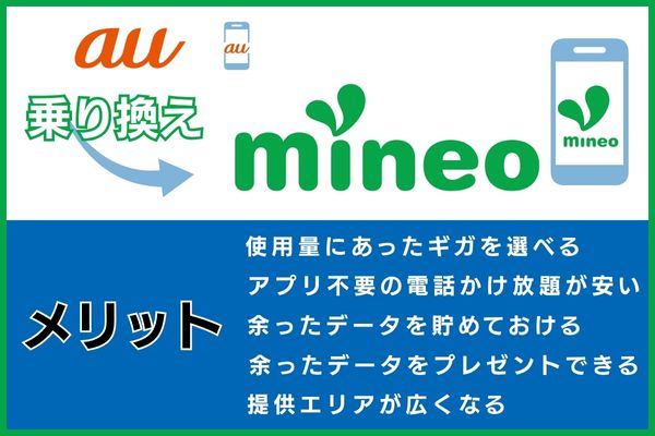auからmineoに乗り換えるメリット