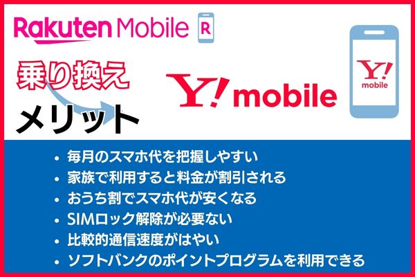楽天モバイルからワイモバイルへ乗り換えるメリット