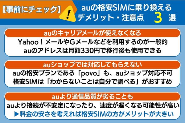 【事前にチェック！】auの格安SIMに乗り換えるデメリット・注意点3選