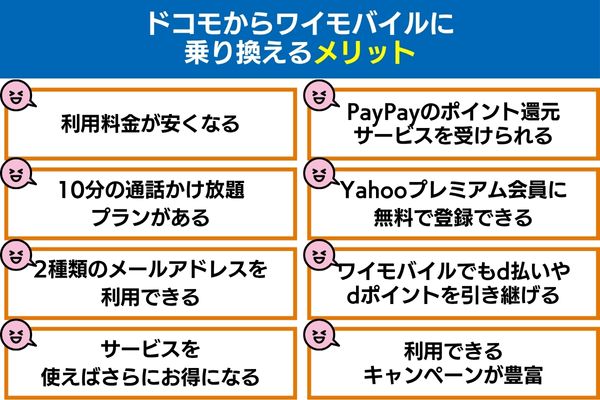ドコモからワイモバイルに乗り換えるメリット