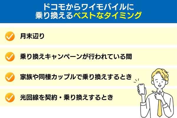 ドコモからワイモバイルに乗り換えるベストなタイミング