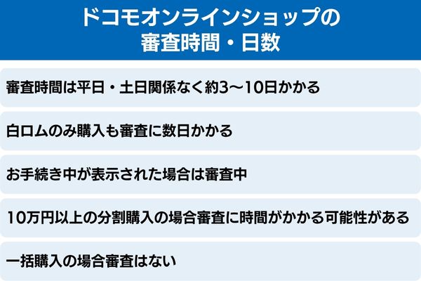 ドコモオンラインショップの審査時間・日数