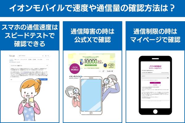 イオンモバイルで速度や通信量の確認方法は?