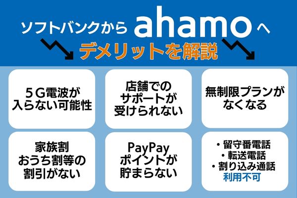 ソフトバンクからahamo 乗り換え デメリット