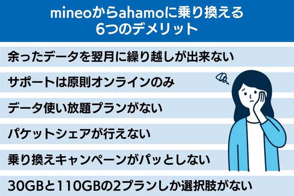 mineoからahamoに乗り換える6つのデメリット