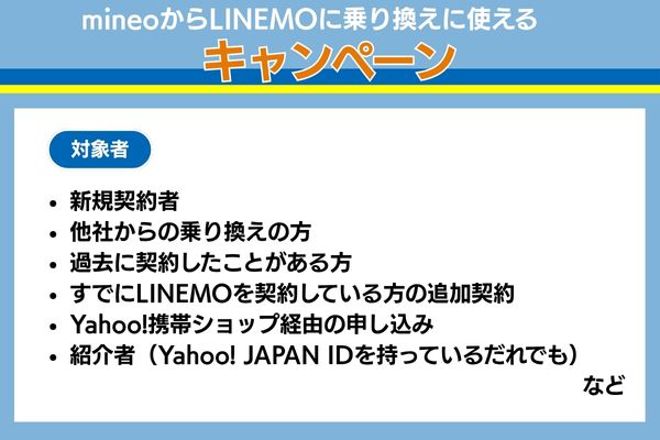 mineoからlinemoに乗り換えキャンペーン