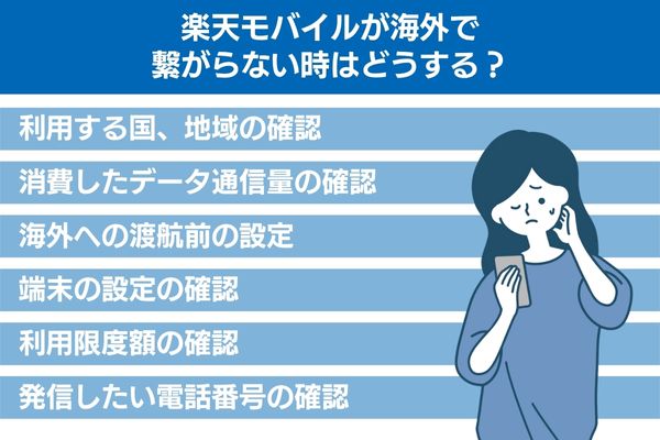 楽天モバイルが海外で繋がらない時はどうする？