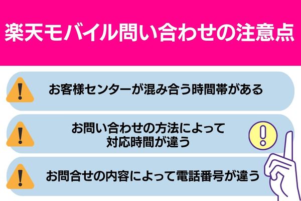 楽天モバイル問い合わせの注意点