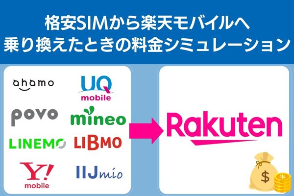格安SIM 楽天モバイル 乗り換え 料金シュミレーション