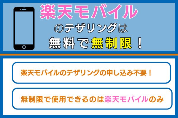 楽天モバイルのテザリングは無料で無制限