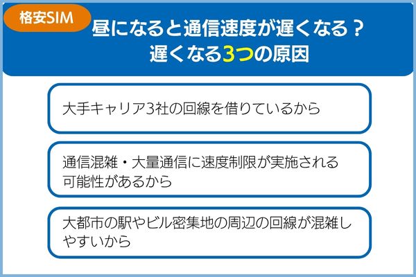 格安SIMの通信速度が昼になると遅くなる？遅くなる３つの原因