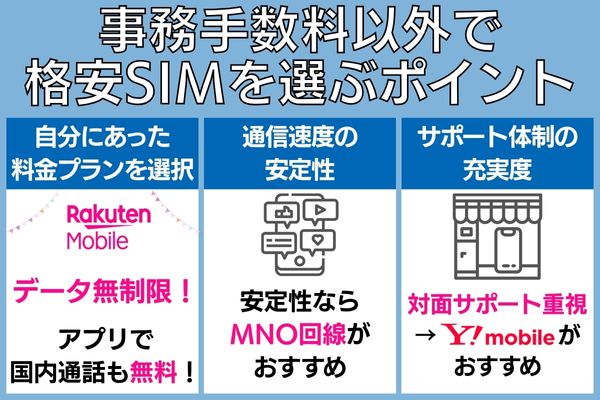事務手数料以外で格安SIMを選ぶポイント