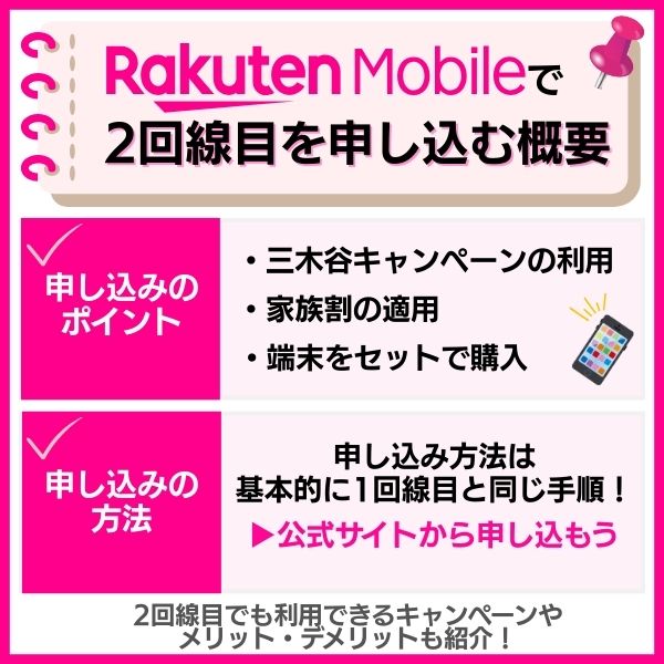 楽天モバイル2回線目申込の概要