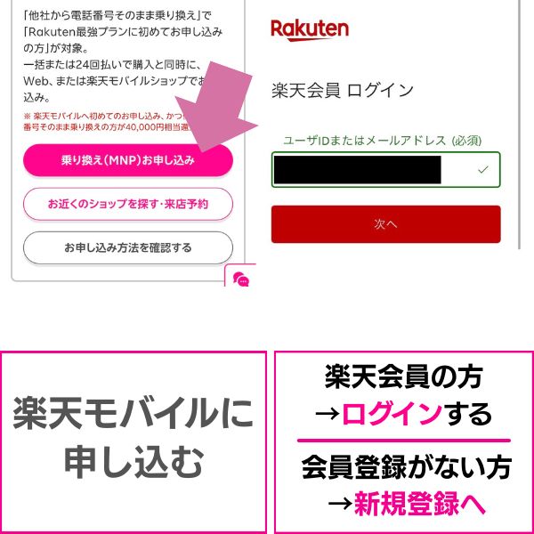 楽天モバイルに申し込む