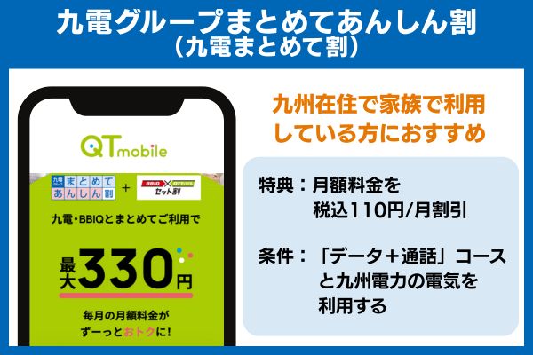 QTモバイル キャンペーン 九電グループまとめてあんしん割