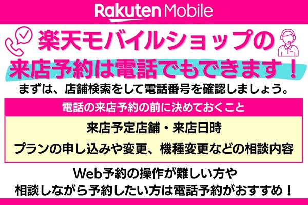 楽天モバイルショップ（店舗）の来店予約は電話でも可能