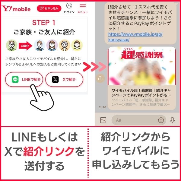 紹介リンクを送付