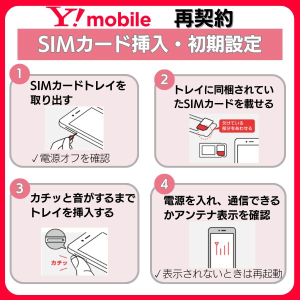 ワイモバイル 再契約 SIMカード挿入・初期設定