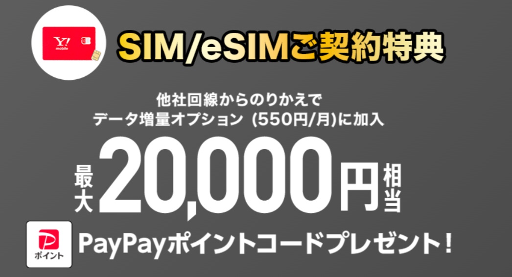 ワイモバイル SIM契約特典