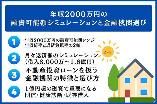 年収2000万円の融資可能額シミュレーションと金融機関選び