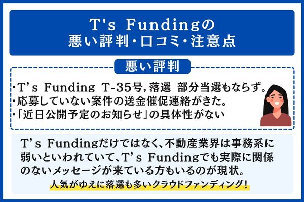 T's Fundingの悪い評判・口コミ・注意点
