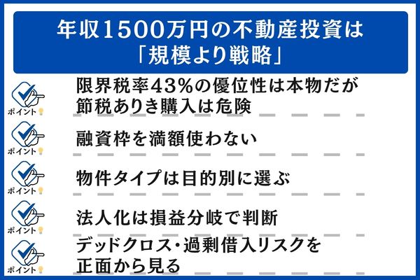 まとめ|年収1500万円の不動産投資は「規模より戦略」