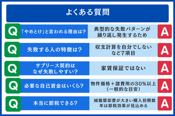 マンション経営 失敗 よくある質問