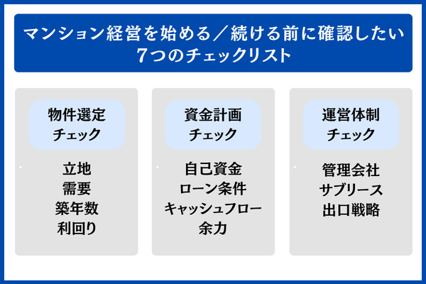 マンション経営を始める/続ける前に確認したい7つのチェックリスト